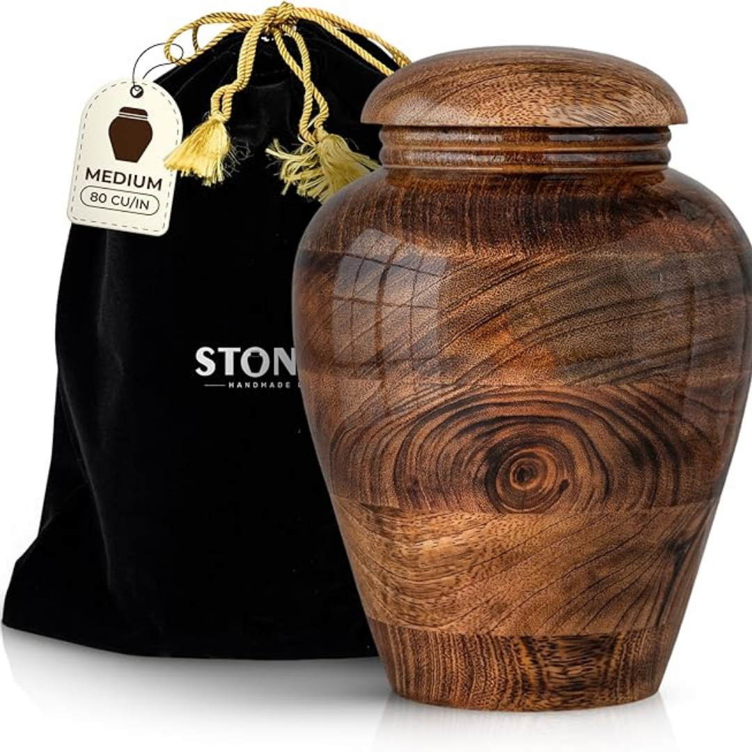 Medium Wooden Cremation Urn for Human Ashes