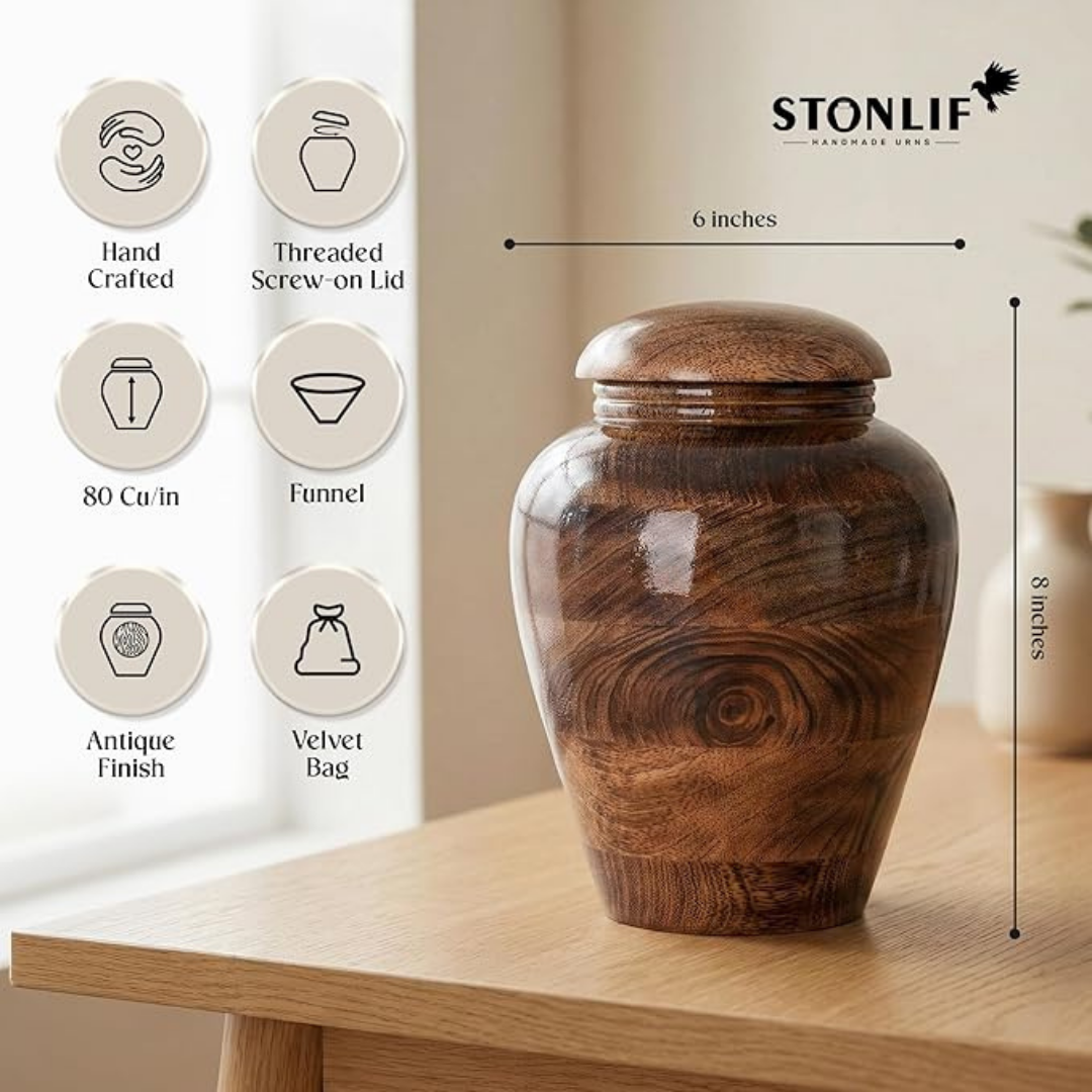 Medium Wooden Cremation Urn for Human Ashes