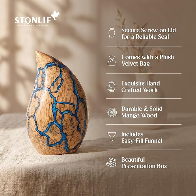 Wooden Teardrop Cremation Urns for Human Ashes
