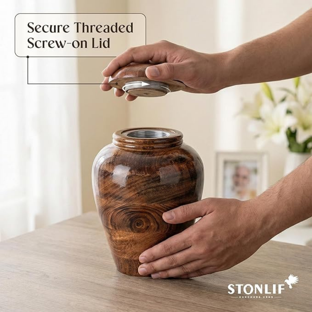 Medium Wooden Cremation Urn for Human Ashes