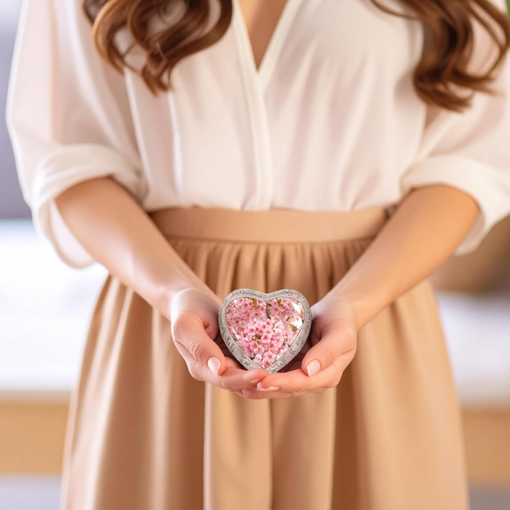 Small Heart Cherry Blossom Keepsake Cremation Urn for Human Ashes