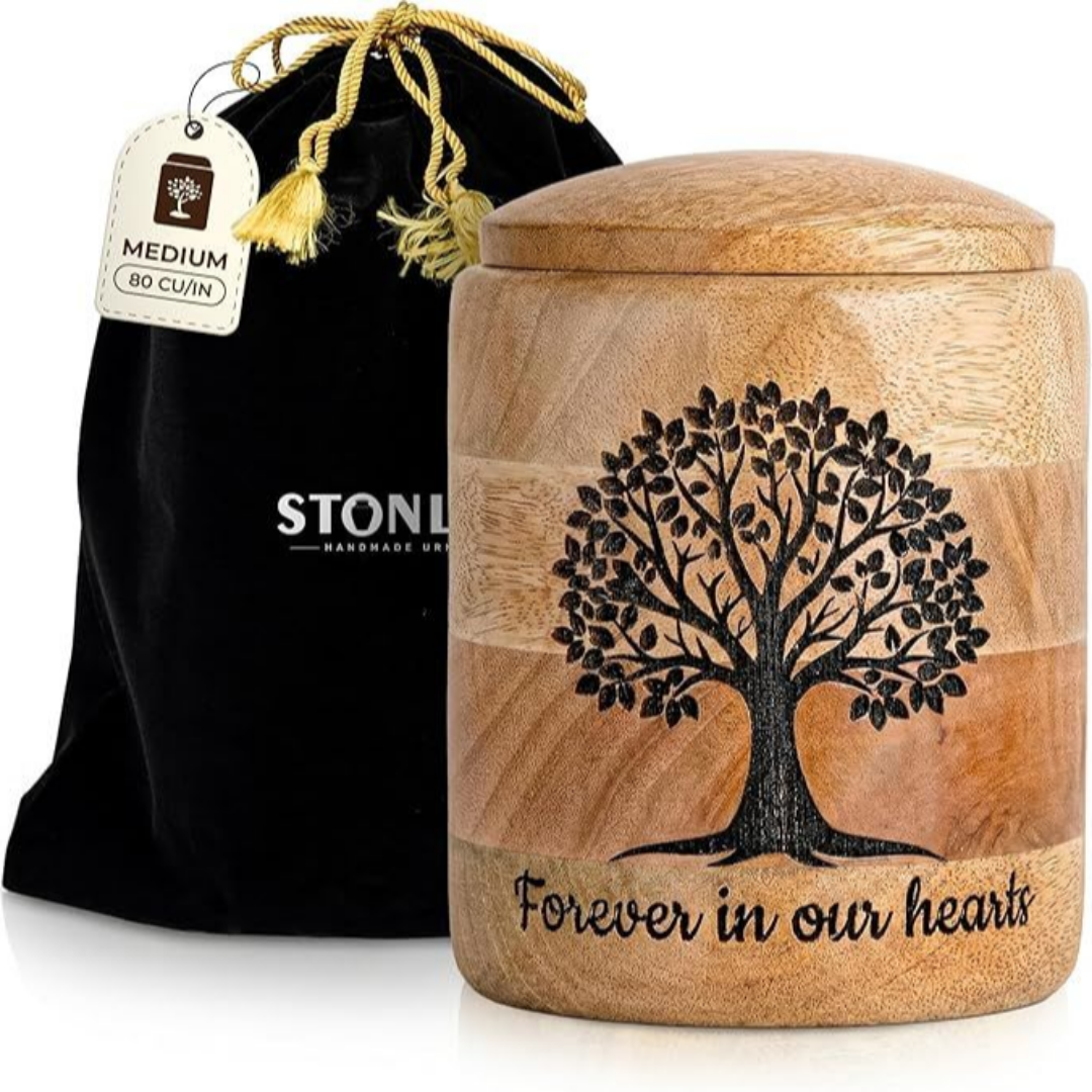 Medium Wooden Cremation Urn for Human Ashes