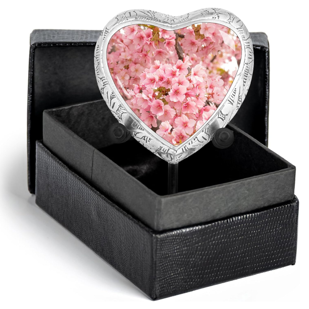 Small Heart Cherry Blossom Keepsake Cremation Urn for Human Ashes