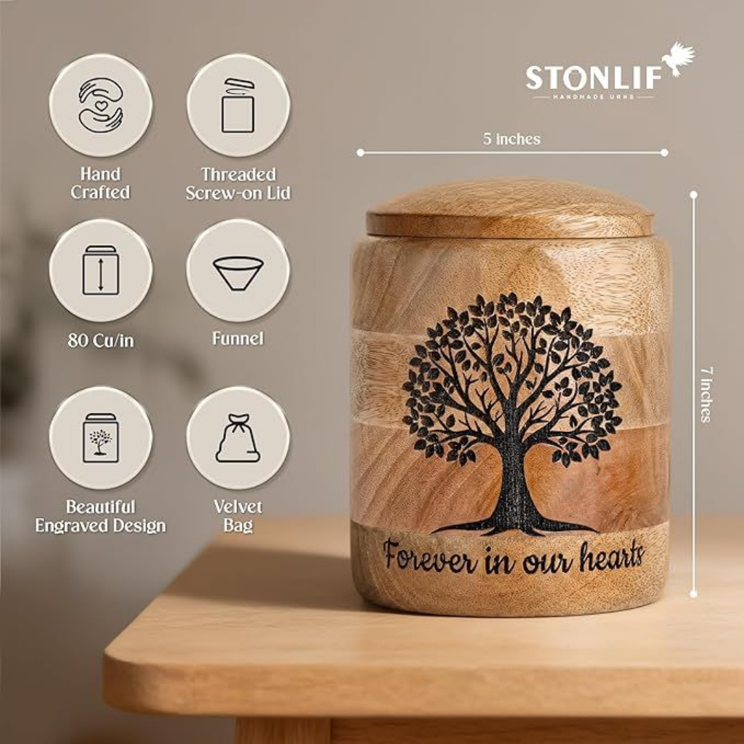 Medium Wooden Cremation Urn for Human Ashes
