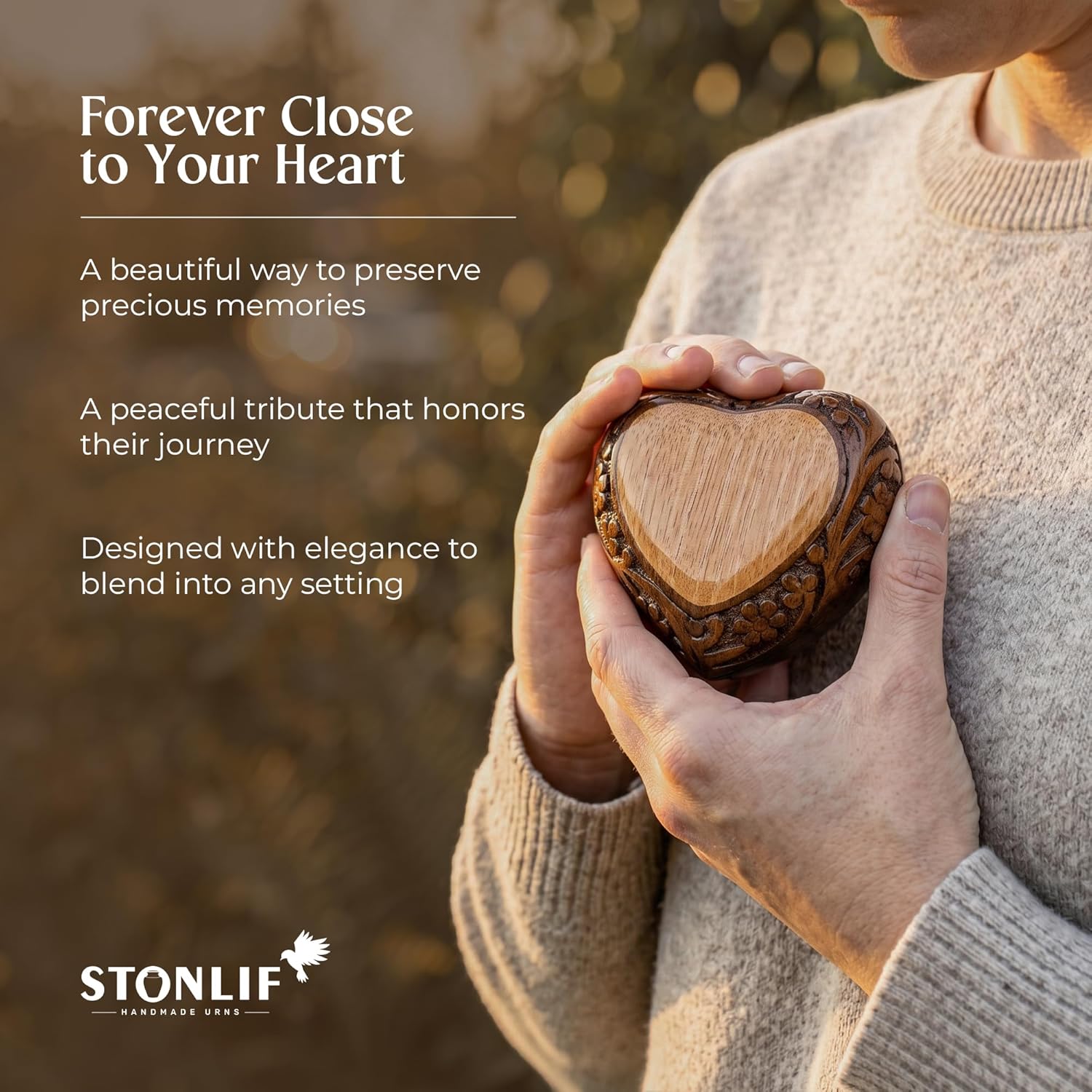 Heart Shaped Wooden Urns for Human Ashes