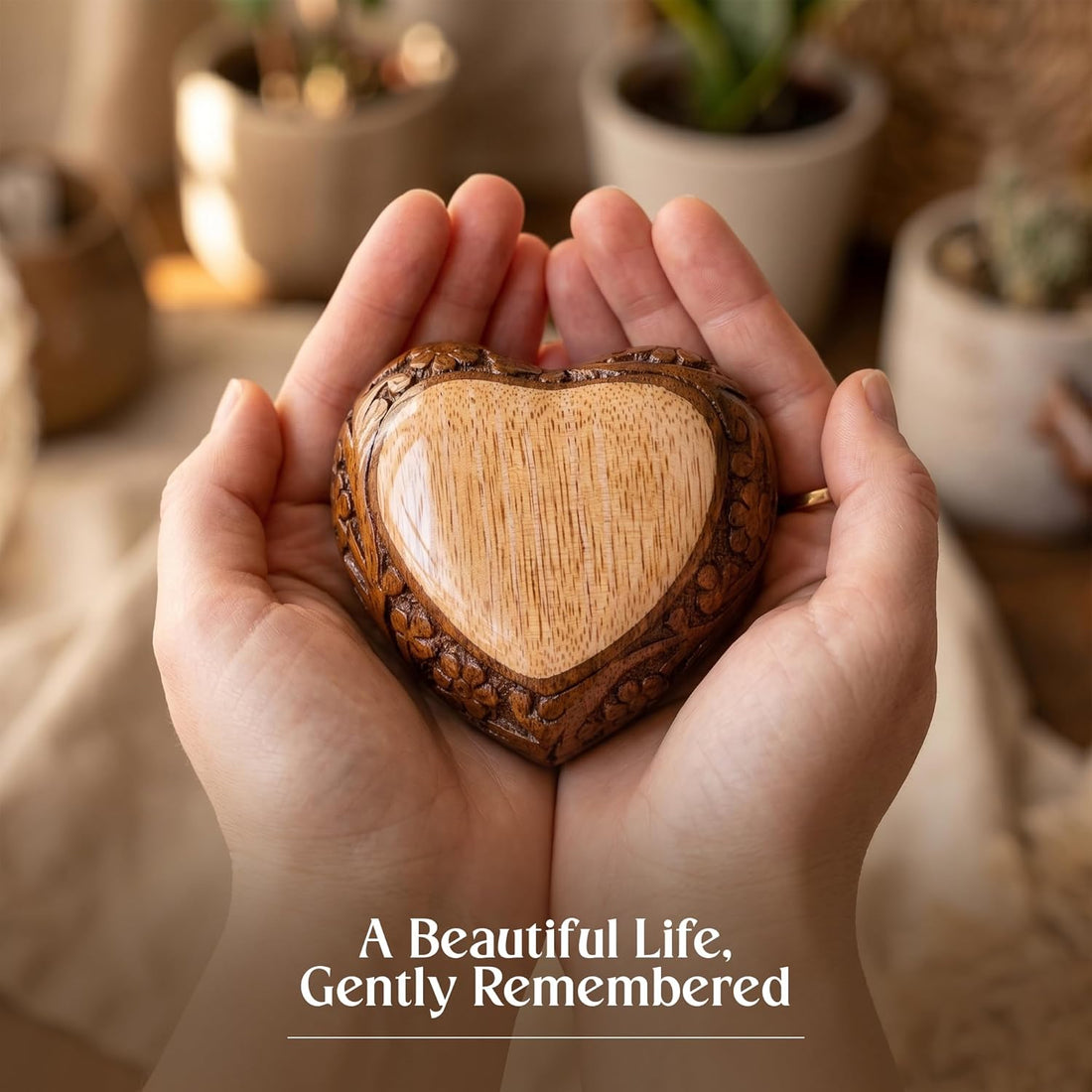 Heart Shaped Wooden Urns for Human Ashes