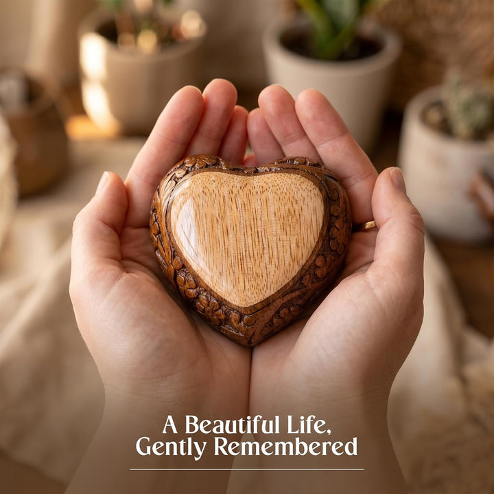 Heart Shaped Wooden Urns for Human Ashes