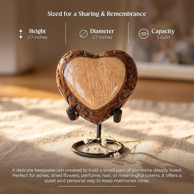 Heart Shaped Wooden Urns for Human Ashes