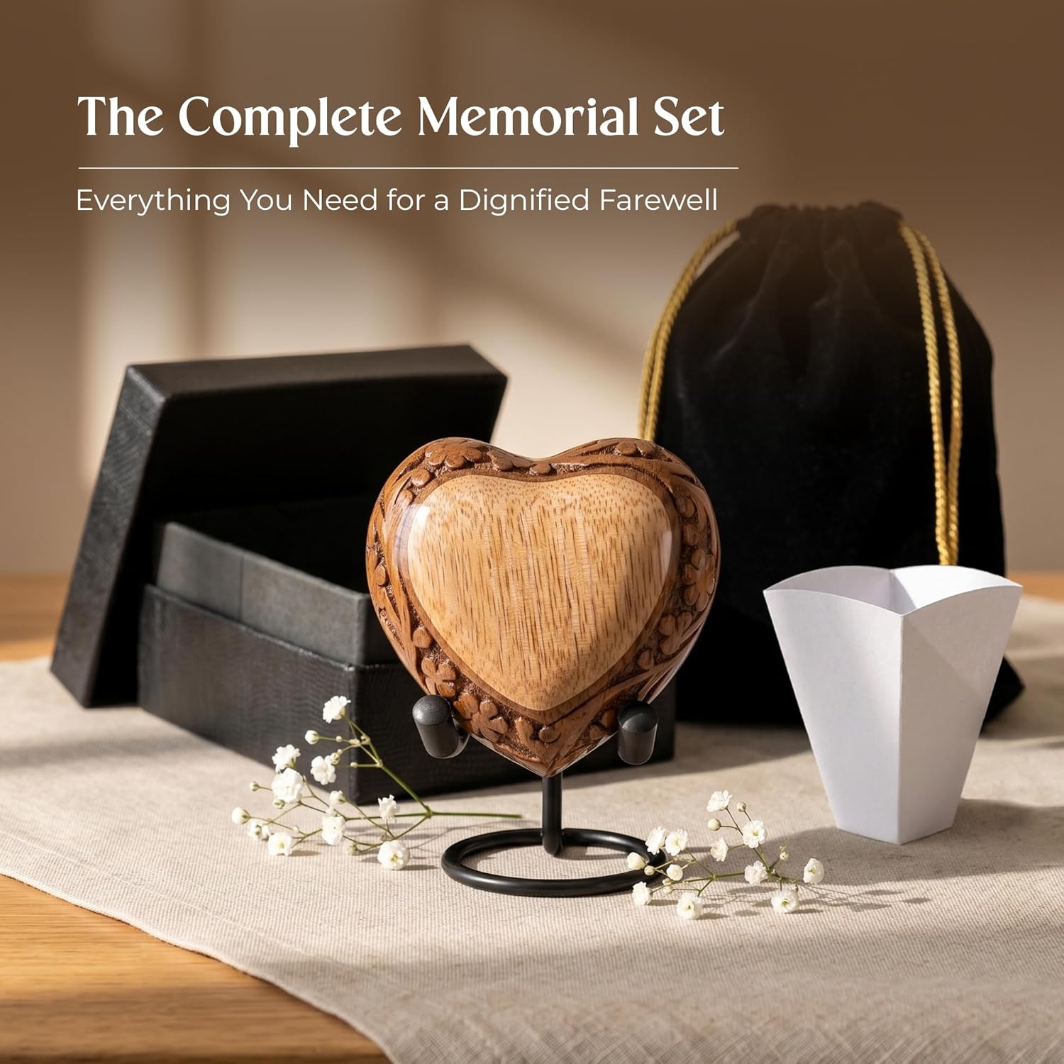 Heart Shaped Wooden Urns for Human Ashes