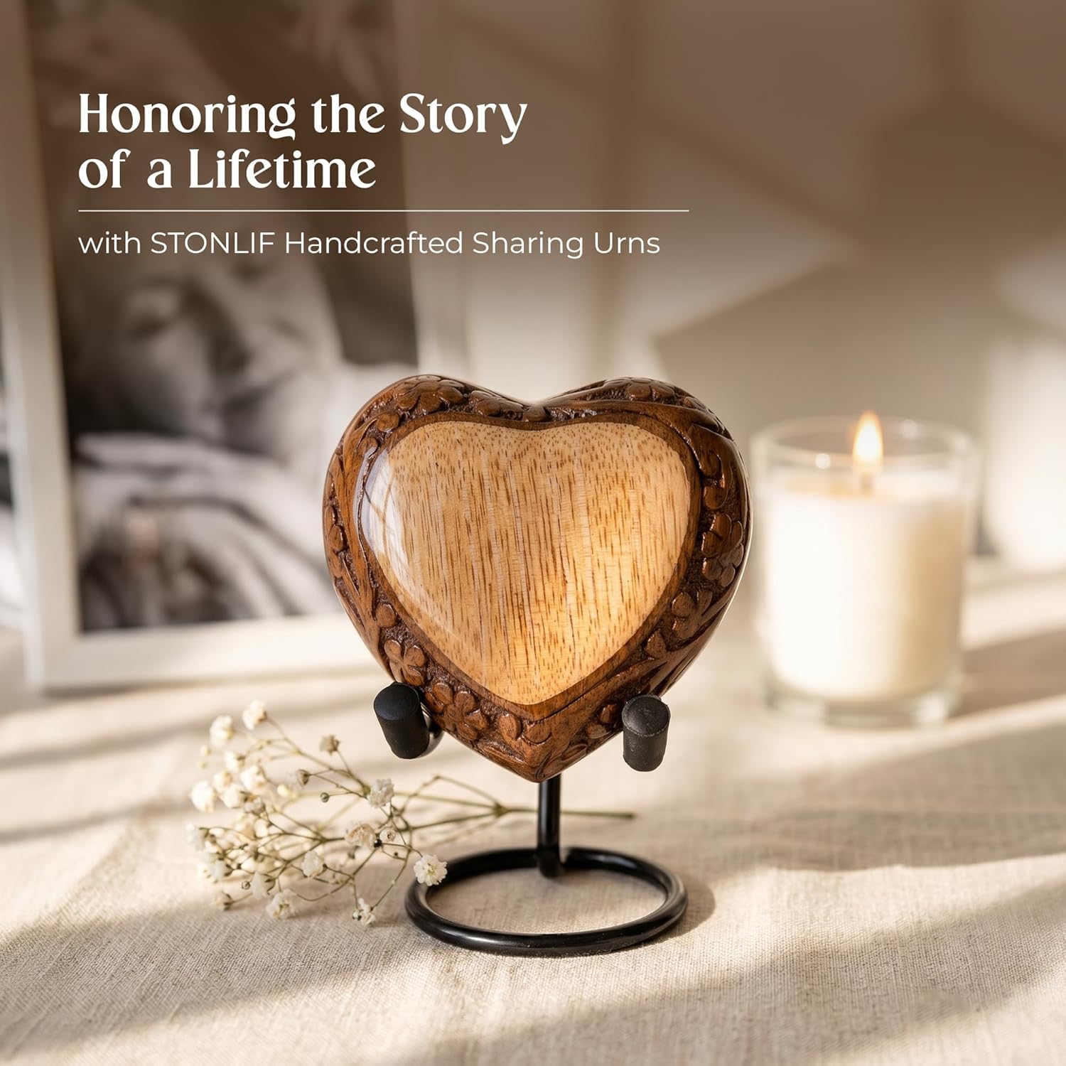 Heart Shaped Wooden Urns for Human Ashes