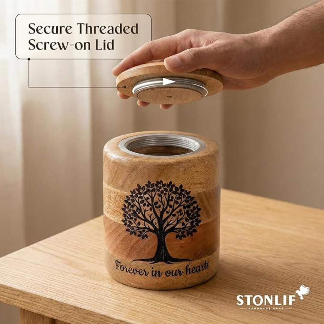 Medium Wooden Cremation Urn for Human Ashes
