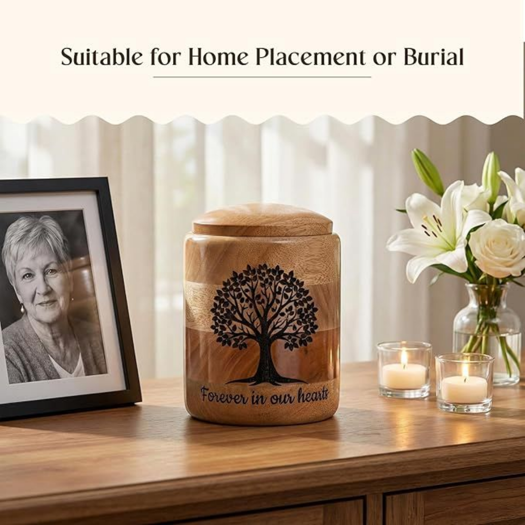 Medium Wooden Cremation Urn for Human Ashes