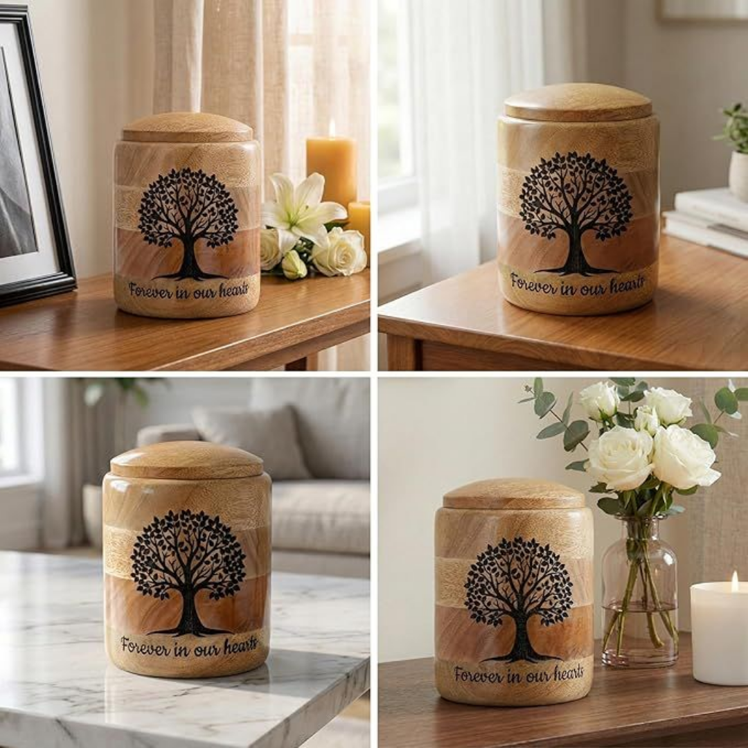 Medium Wooden Cremation Urn for Human Ashes
