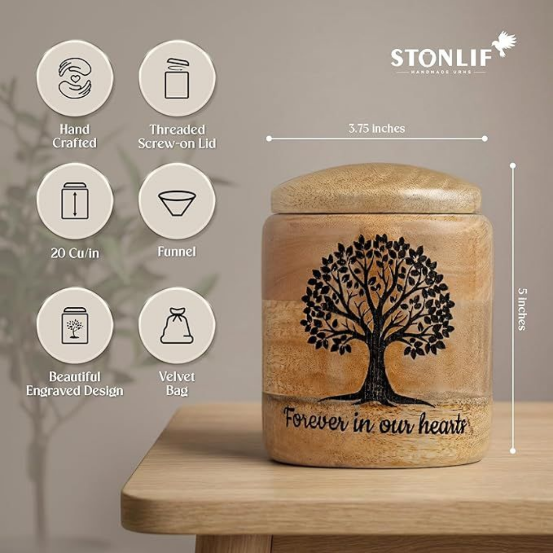 Small Wooden Cremation Urn for Ashes