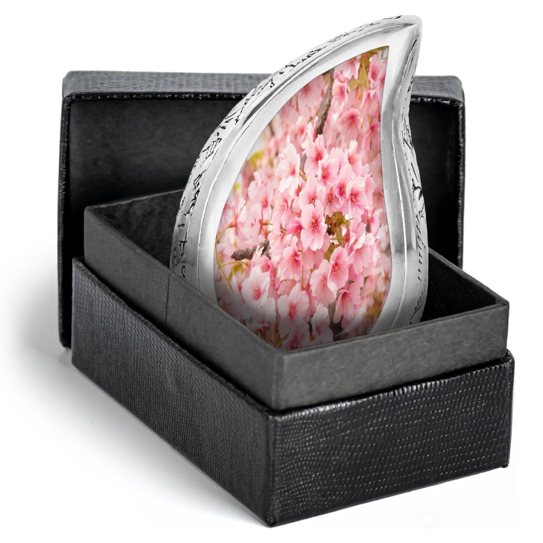 Small TearDrop Cherry Blossom Keepsake Cremation Urn for Human Ashes