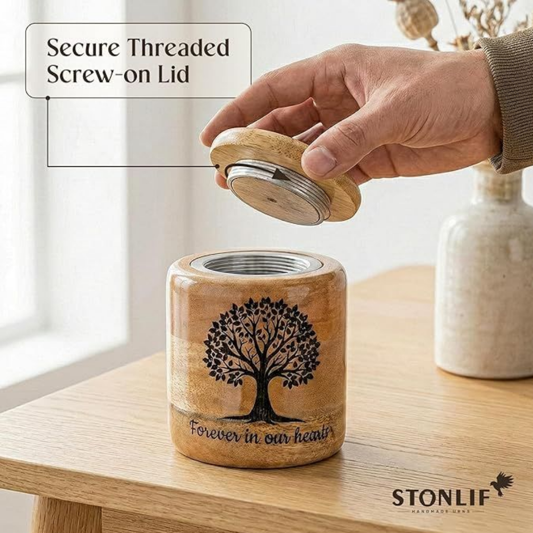 Small Wooden Cremation Urn for Ashes