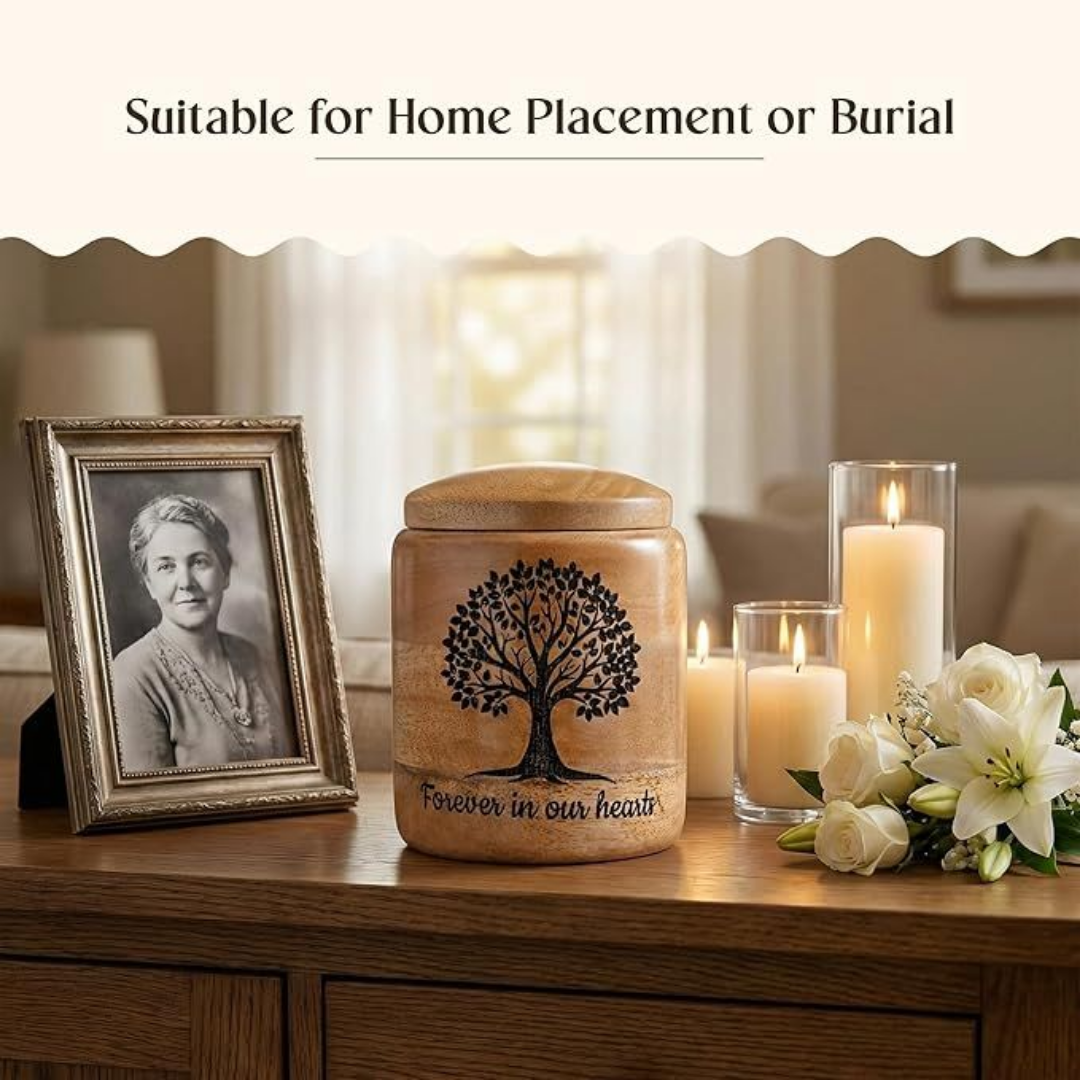 Small Wooden Cremation Urn for Ashes