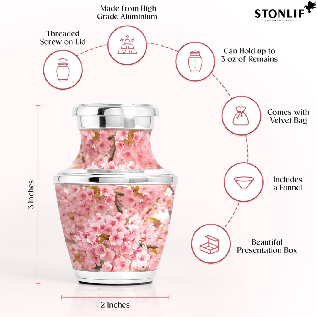 Small Keepsake Cherry Blossom Keepsake Cremation Urn for Human Ashes