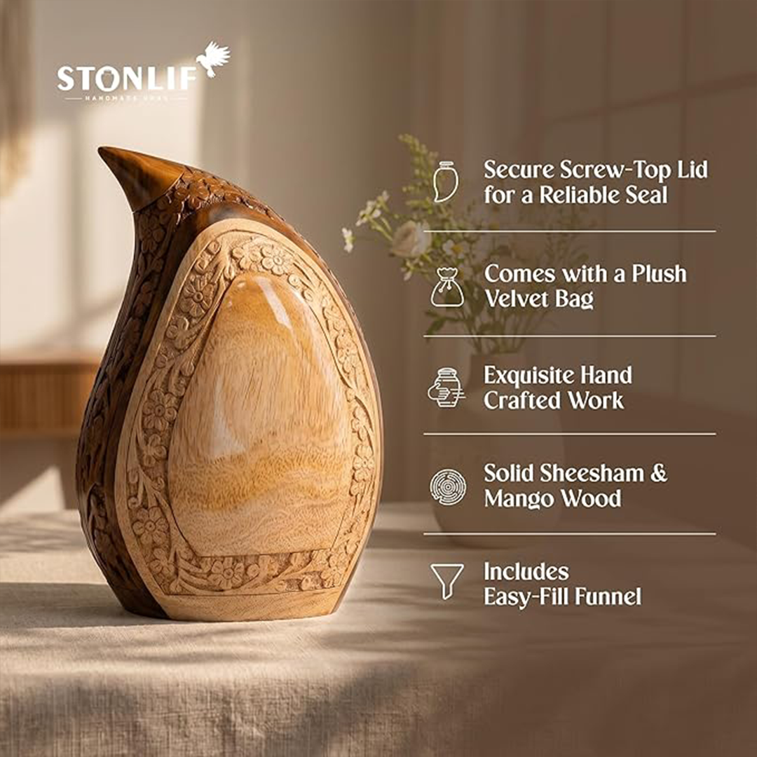 Wooden Teardrop Urns for Human Ashes