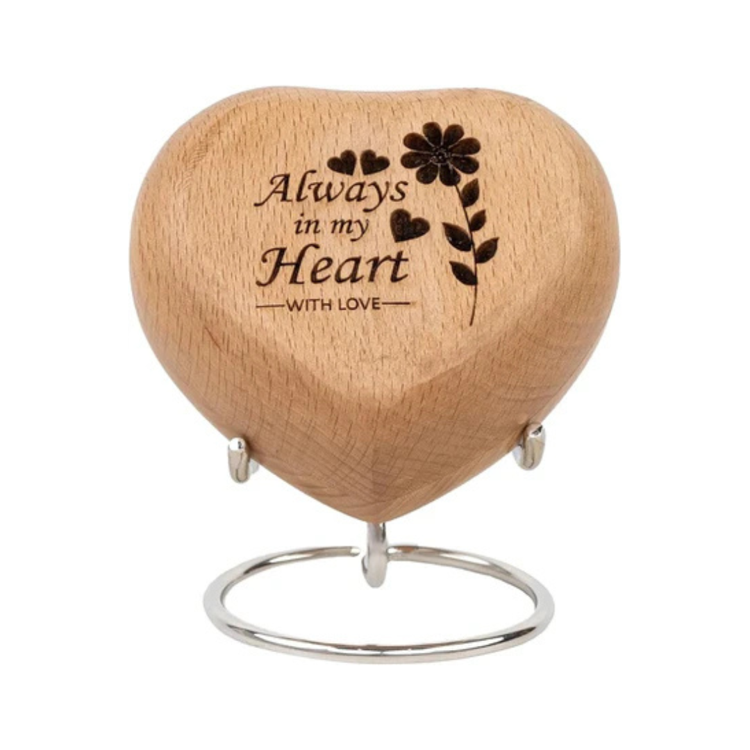 Personalised Wooden Heart Shaped Urns for Human Ashes