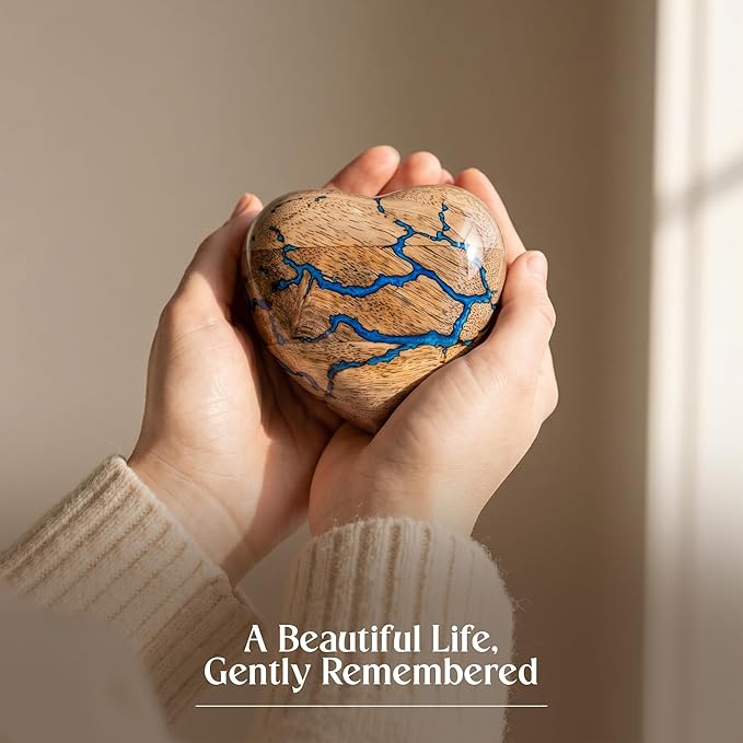 Heart Shaped Wooden Cremation Urns for Human Ashes