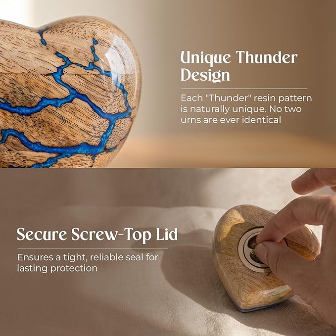 Heart Shaped Wooden Cremation Urns for Human Ashes