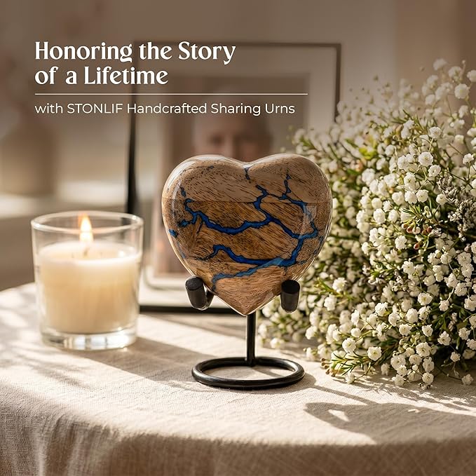 Heart Shaped Wooden Cremation Urns for Human Ashes