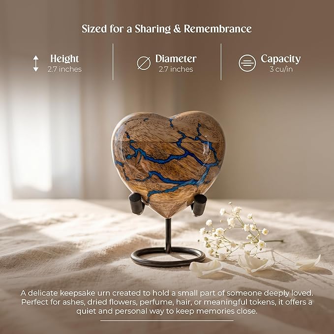 Heart Shaped Wooden Cremation Urns for Human Ashes