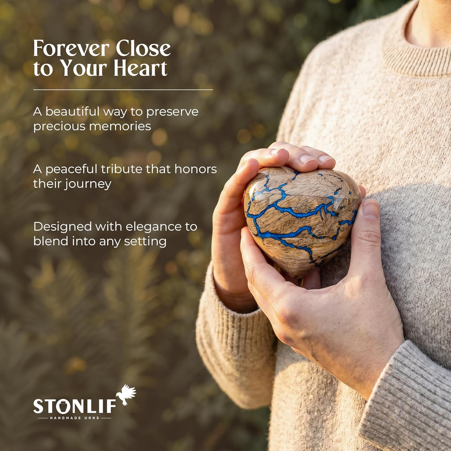 Heart Shaped Wooden Cremation Urns for Human Ashes