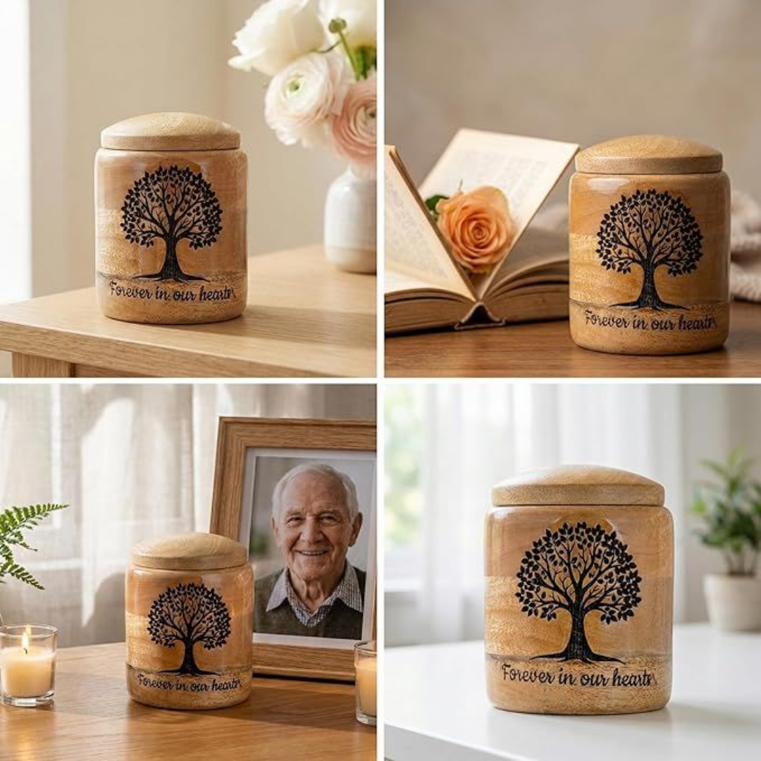 Small Wooden Cremation Urn for Ashes