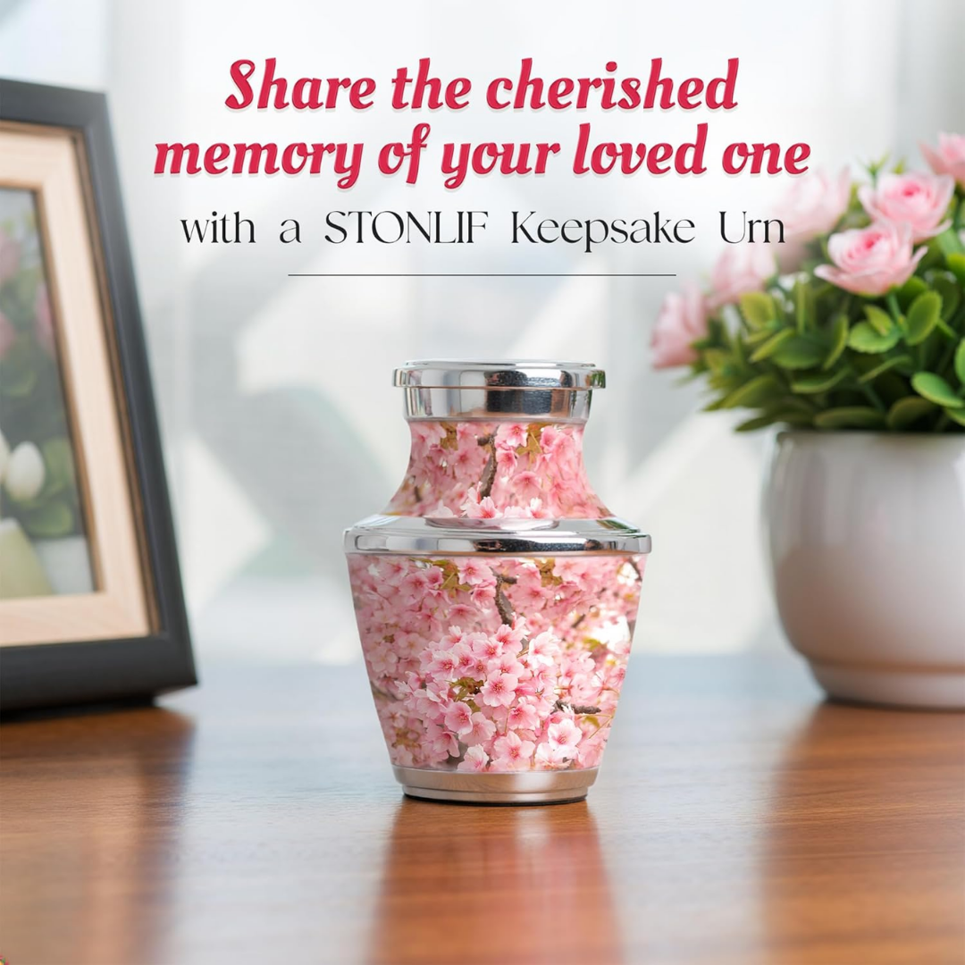 Small Keepsake Cherry Blossom Keepsake Cremation Urn for Human Ashes