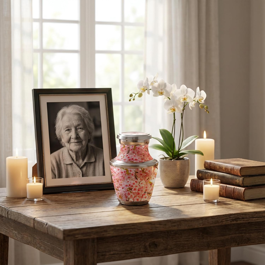 Small Keepsake Cherry Blossom Keepsake Cremation Urn for Human Ashes
