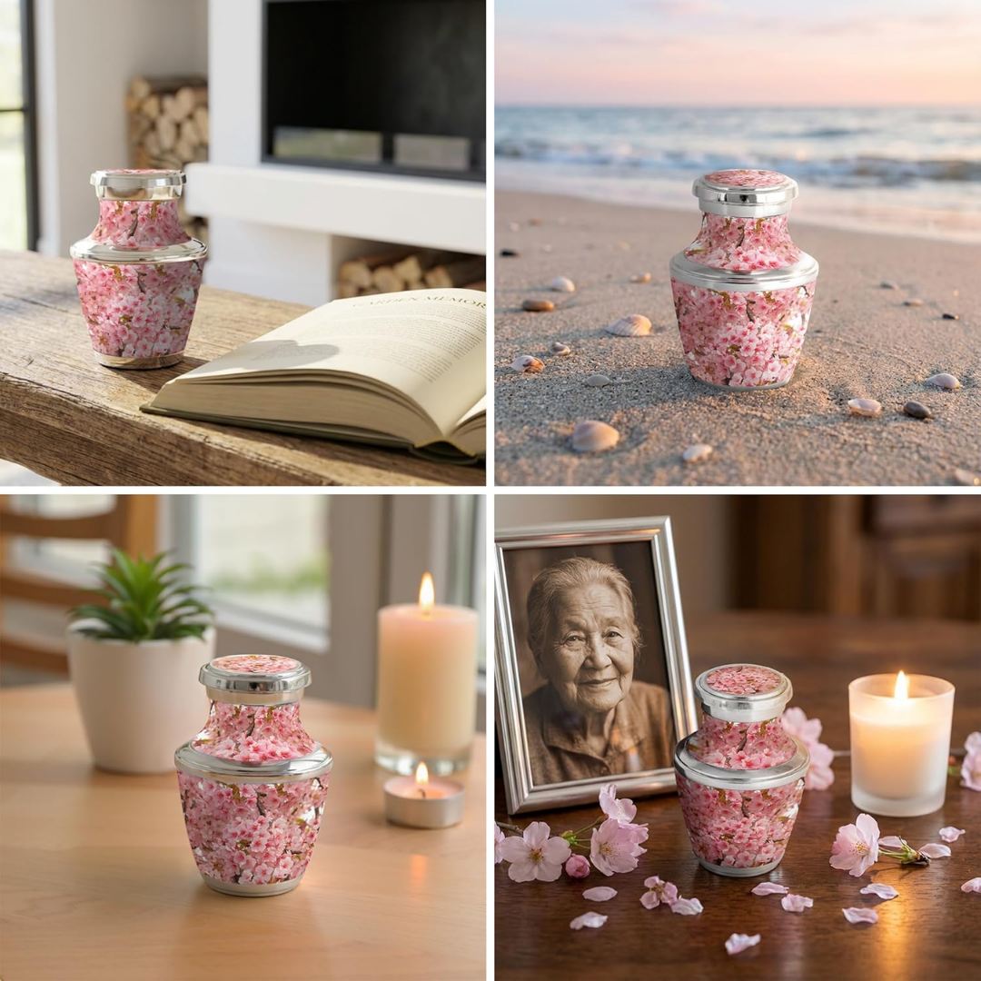 Small Keepsake Cherry Blossom Keepsake Cremation Urn for Human Ashes
