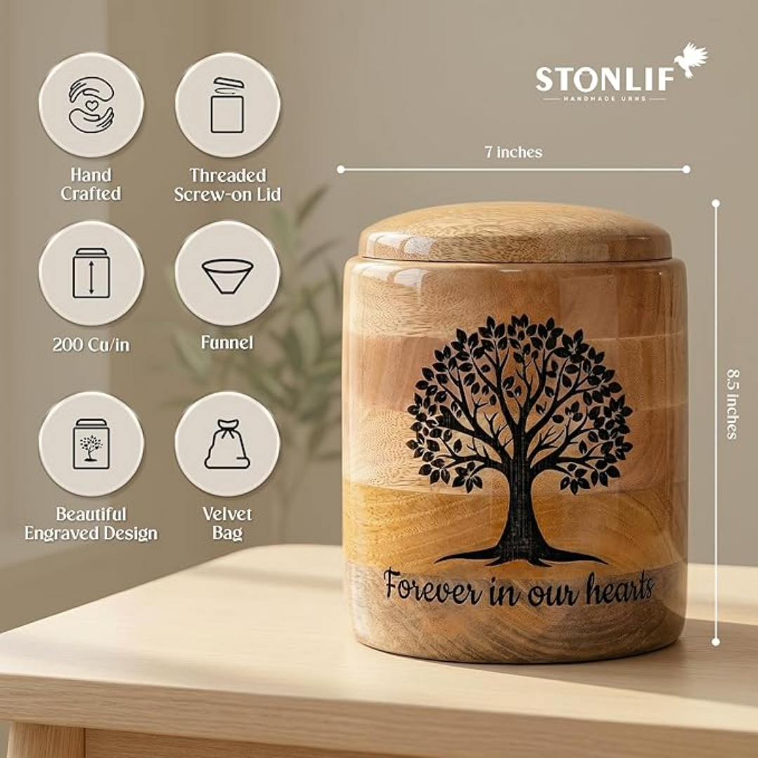 Large Wooden Cremation Urn for Human Ashes