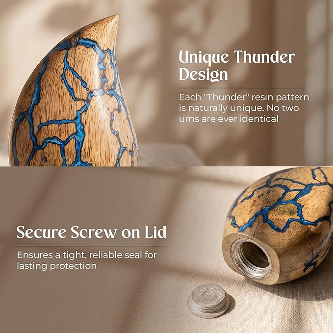Wooden Teardrop Cremation Urns for Human Ashes