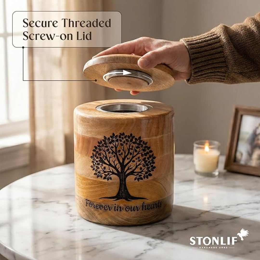 Large Wooden Cremation Urn for Human Ashes