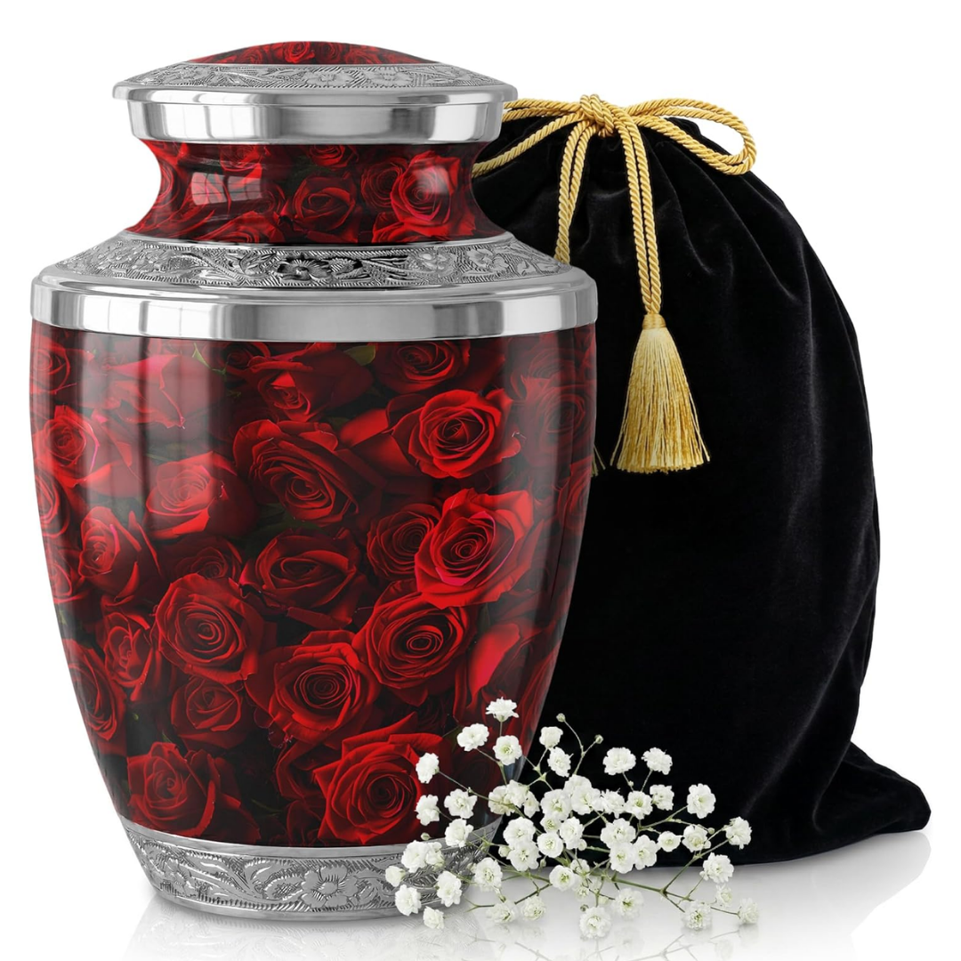 Red Rose Keepsake Cremation Urn for Human Ashes