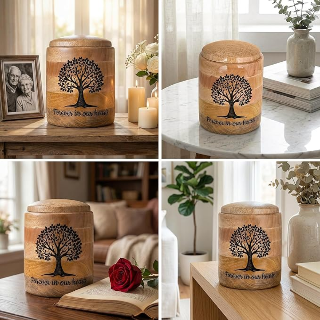 Large Wooden Cremation Urn for Human Ashes