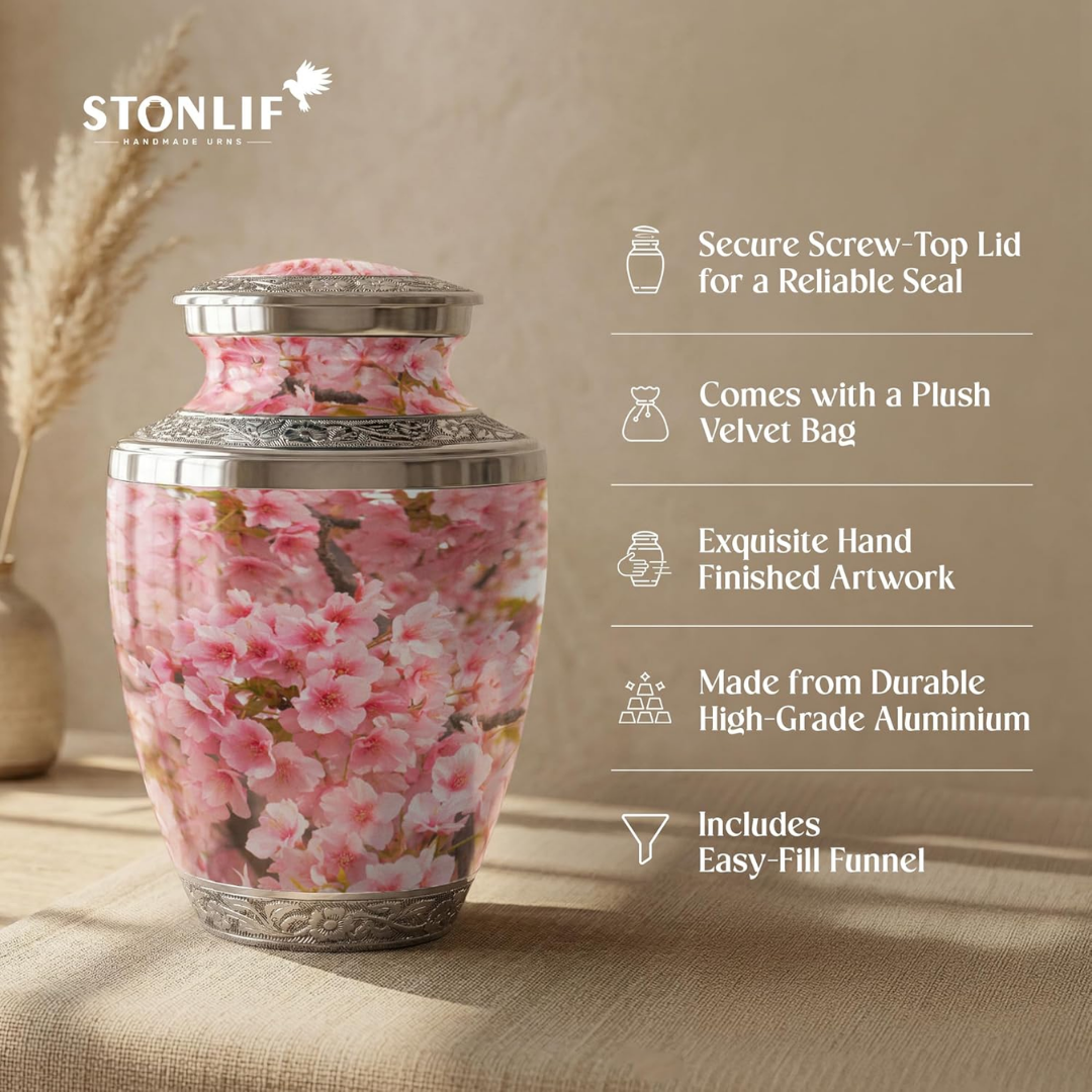 Large Cherry Blossom Cremation Urn for Human Ashes Adult
