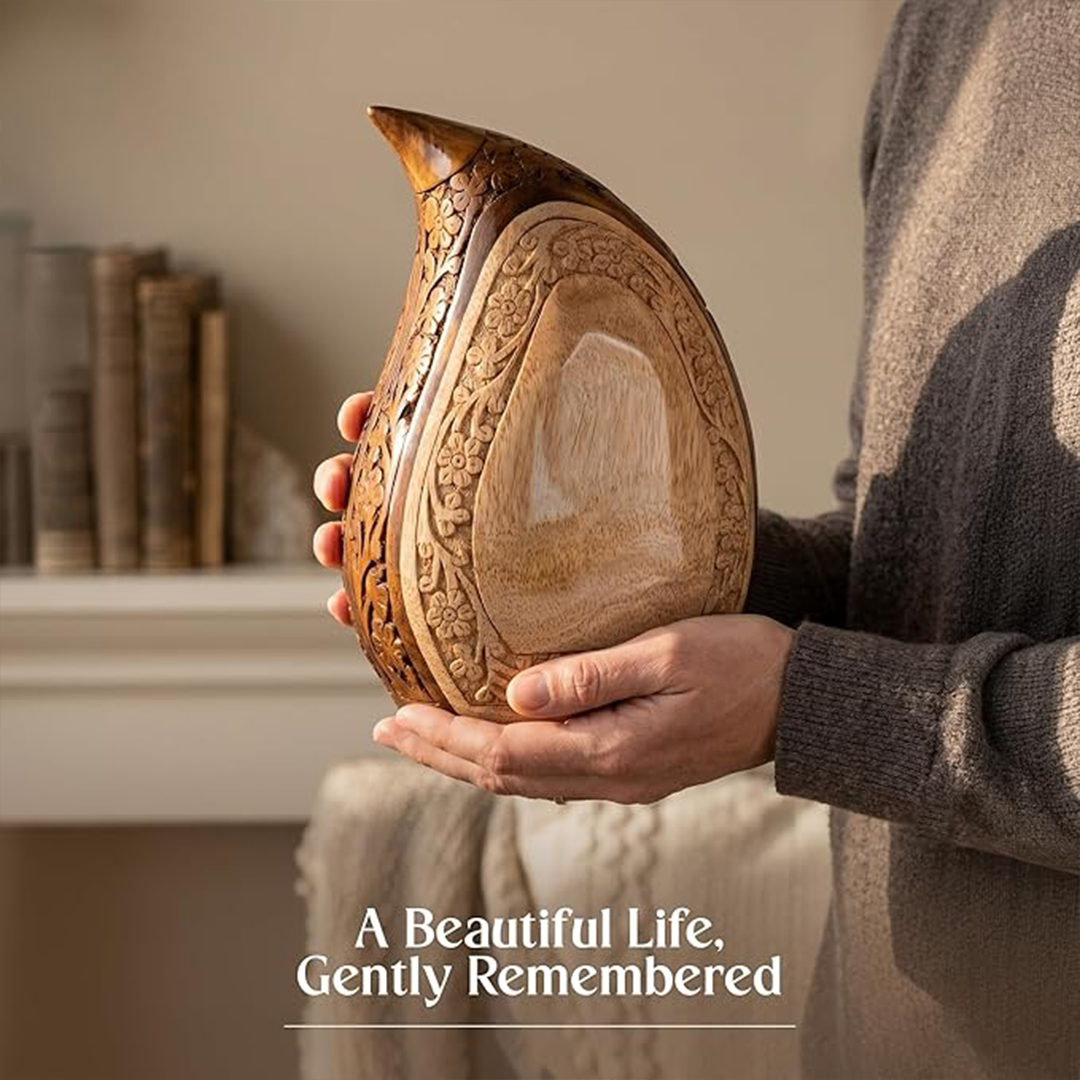 Wooden Teardrop Urns for Human Ashes