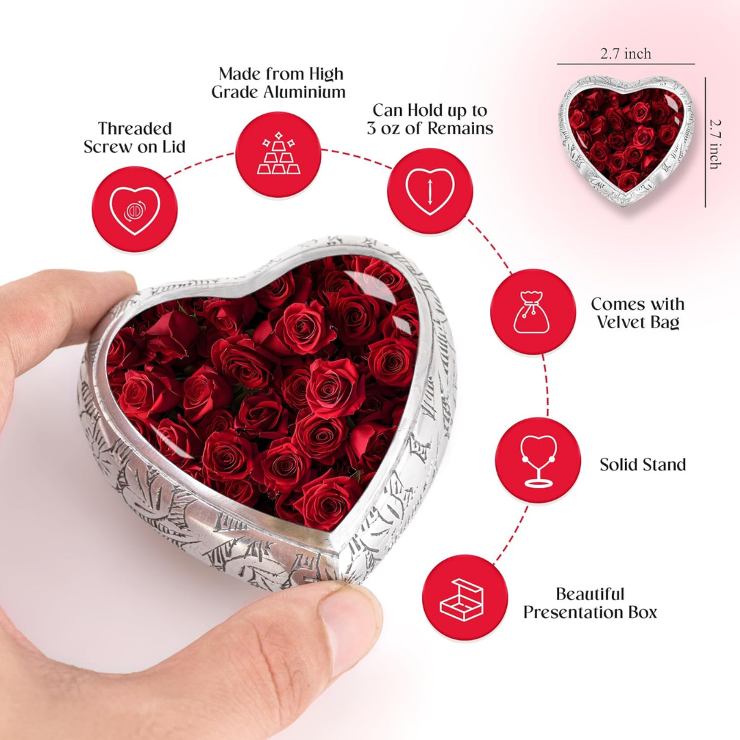 Red Rose Keepsake Cremation Urn for Human Ashes