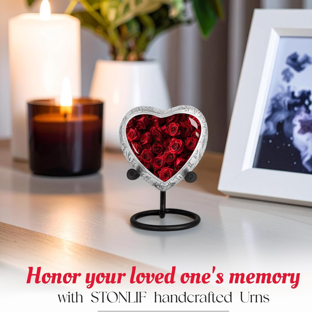 Red Rose Keepsake Cremation Urn for Human Ashes