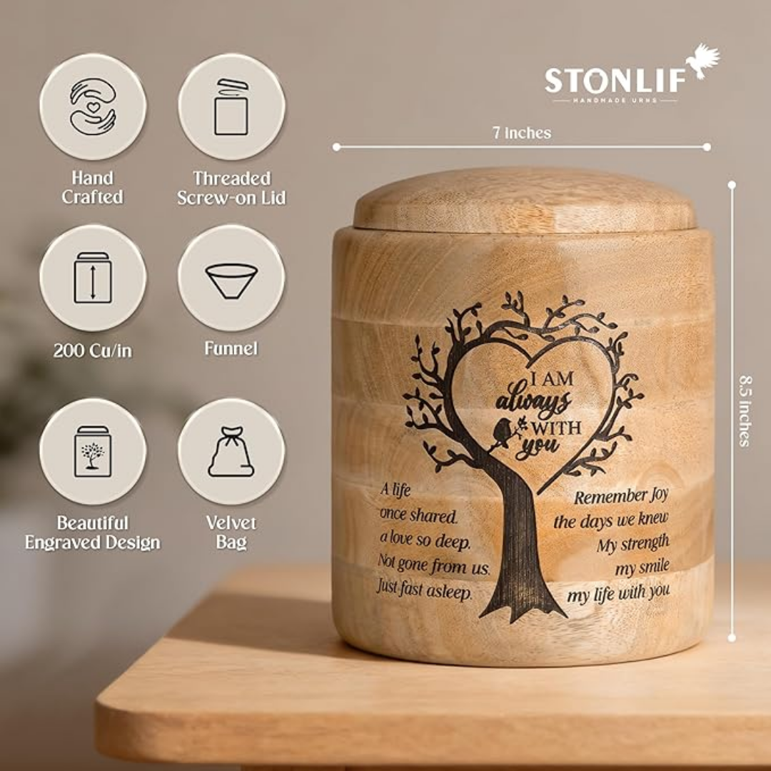 Large Wooden Cremation Urn for Human Ashes