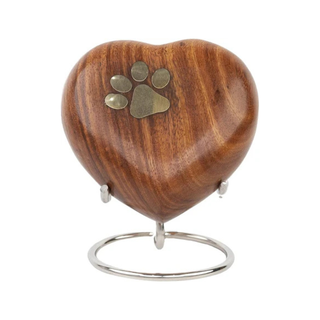 Pet Memorial Wood Urns for Dog or Cat Ashes,Small 3 Cubic Inches Wooden Urns Heart Shape