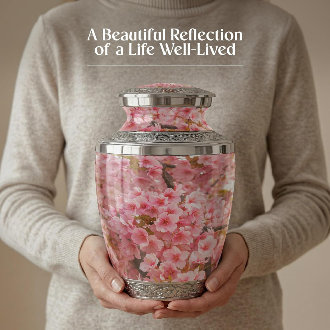 Large Cherry Blossom Cremation Urn for Human Ashes Adult