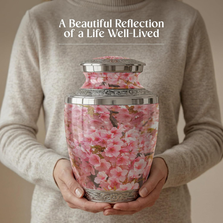 Large Cherry Blossom Cremation Urn for Human Ashes Adult