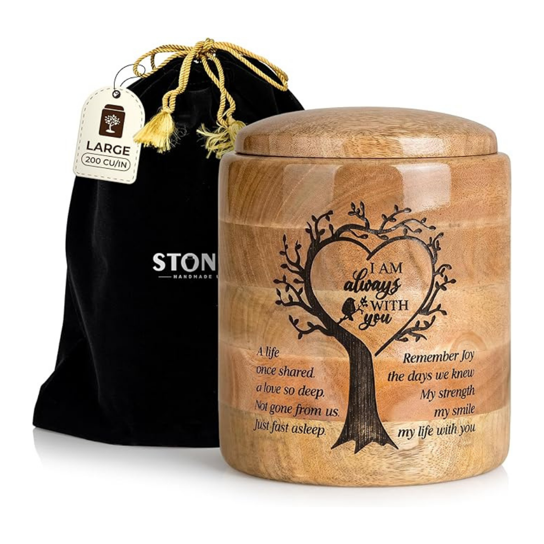 Medium Wooden Cremation Urn for Human Ashes