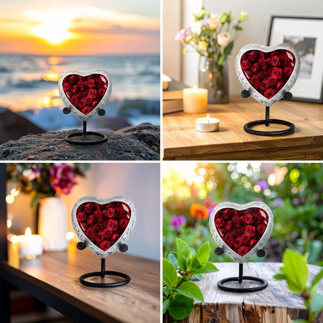 Red Rose Keepsake Cremation Urn for Human Ashes