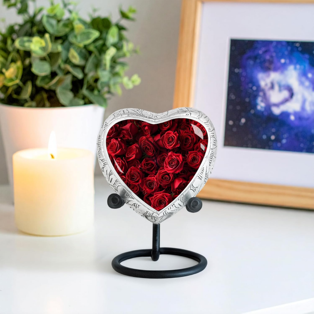 Red Rose Keepsake Cremation Urn for Human Ashes