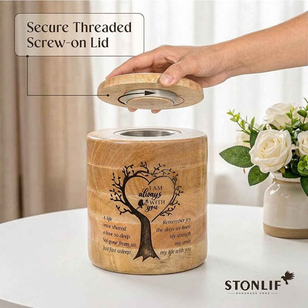 Medium Wooden Cremation Urn for Human Ashes